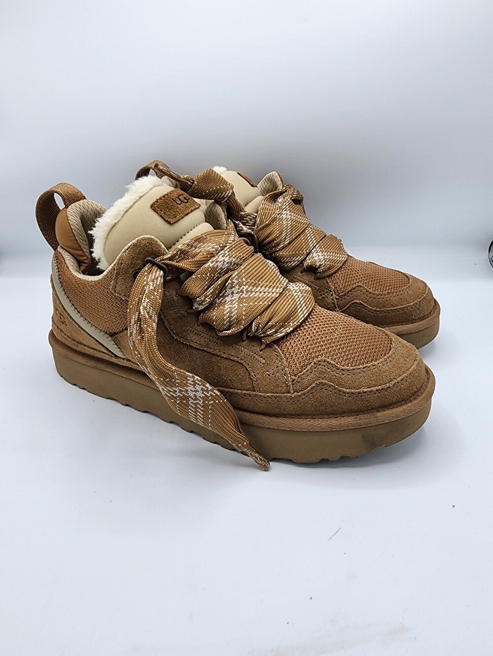 Uggs Lowmel Tan Suede Shearling Lined Sneakers